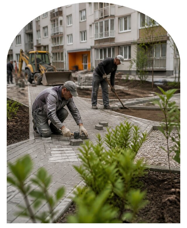 Благоустройство двора многоквартирного дома в Соколе
